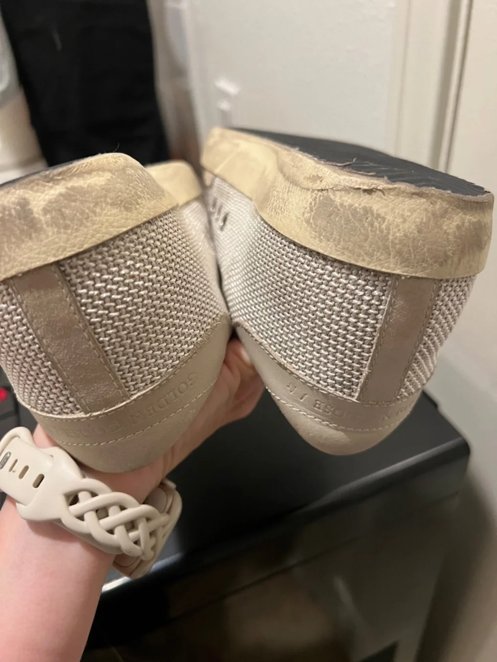 Golden Goose Beige White Sneakers with Leopard Star - Picture 5 of 8